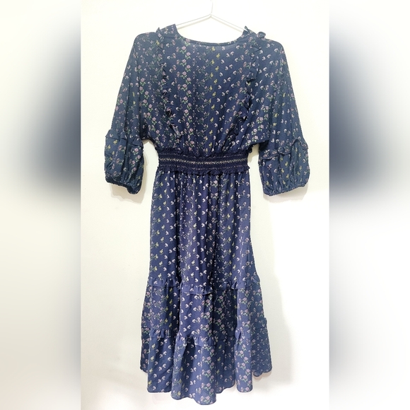 Max Studio Navy Floral Midi Dress - Picture 6 of 6
